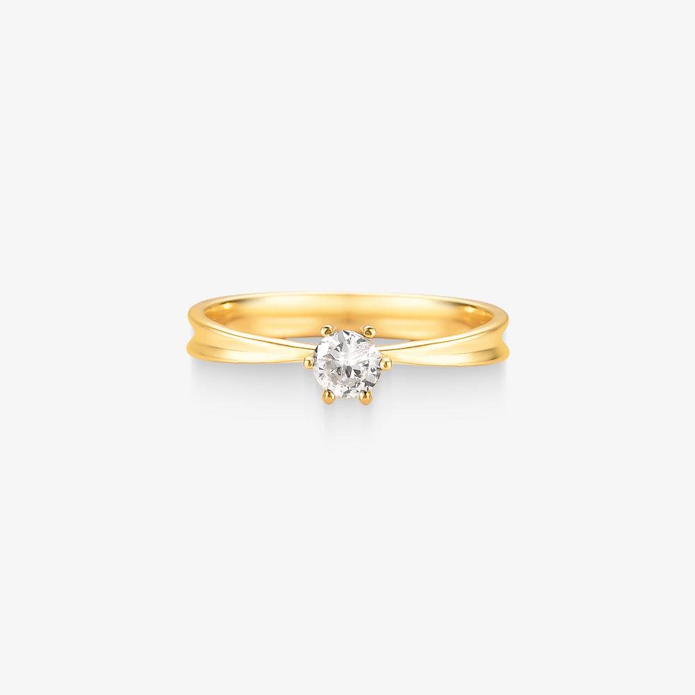 Anel Solitário Imperial com Diamante em Ouro Amarelo 18K
