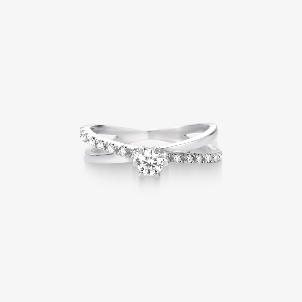 Anel Solitário Encanto com Diamante em Ouro Branco 18K