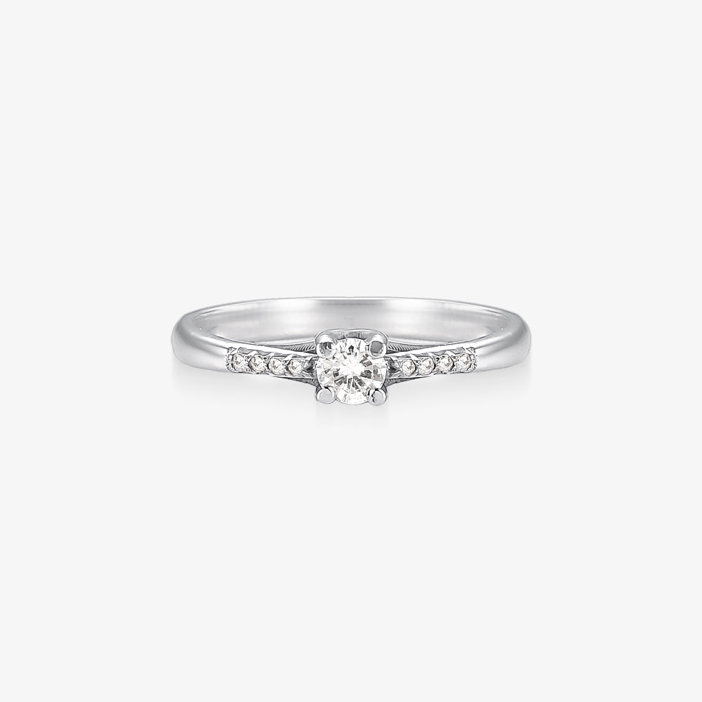 Anel Solitário Vivace II com Diamante em Ouro Branco 18K