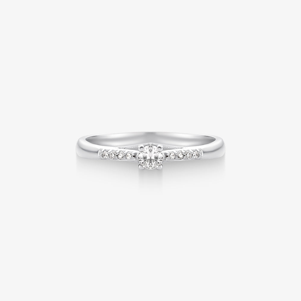 Anel Solitario Zenith com Diamante em Ouro Branco 18K
