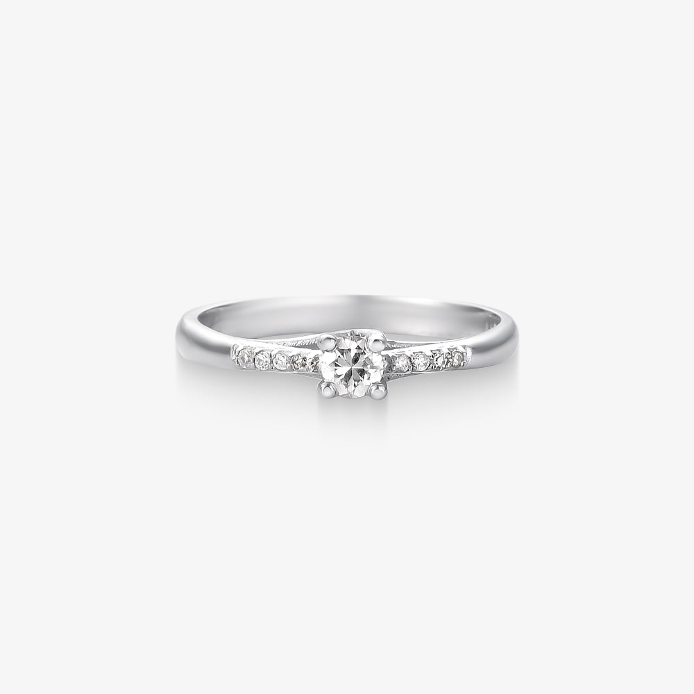 Anel Solitário Serena com Diamante em Ouro Branco 18K