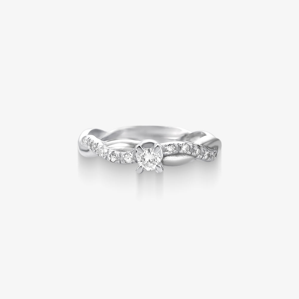 Anel Solitário Fênix com Diamante em Ouro Branco 18K