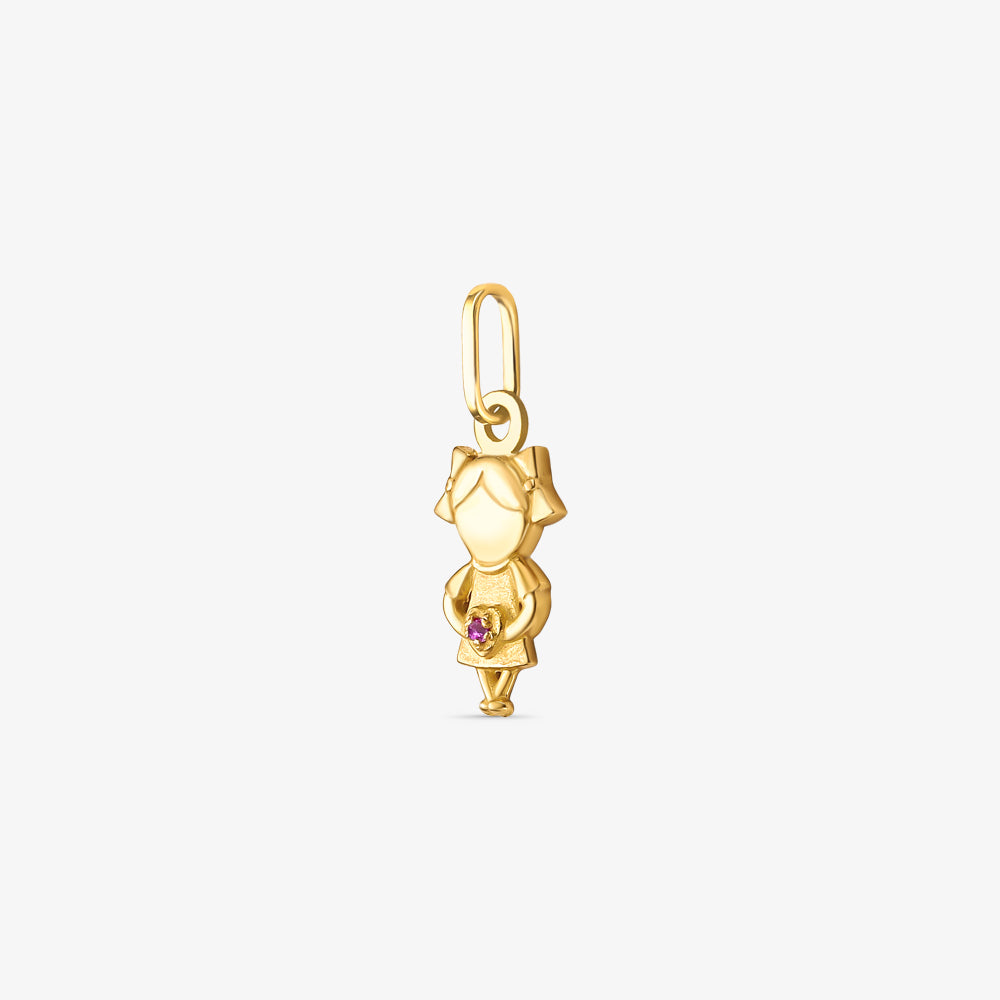 Pingente Menina M Coração Colors em Ouro Amarelo 18K