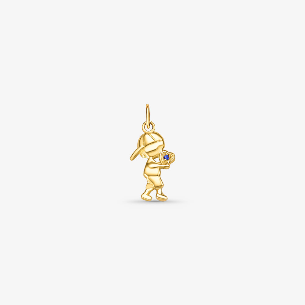 Pingente Menino Coração em Ouro Amarelo 18K
