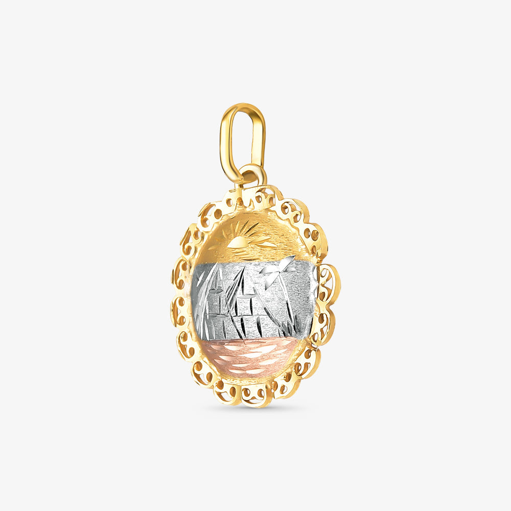 Pingente Medalha Egípcia Tricolor em Ouro 18K