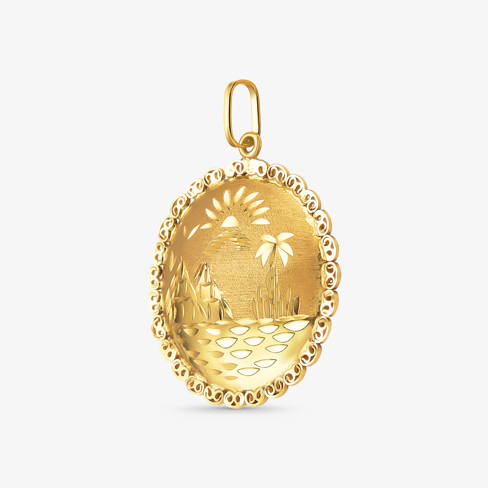Pingente Medalha Egípcia em Ouro Amarelo 18K