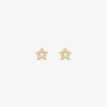 Brinco Estrela Vazada com Pedras em Ouro Amarelo 18K