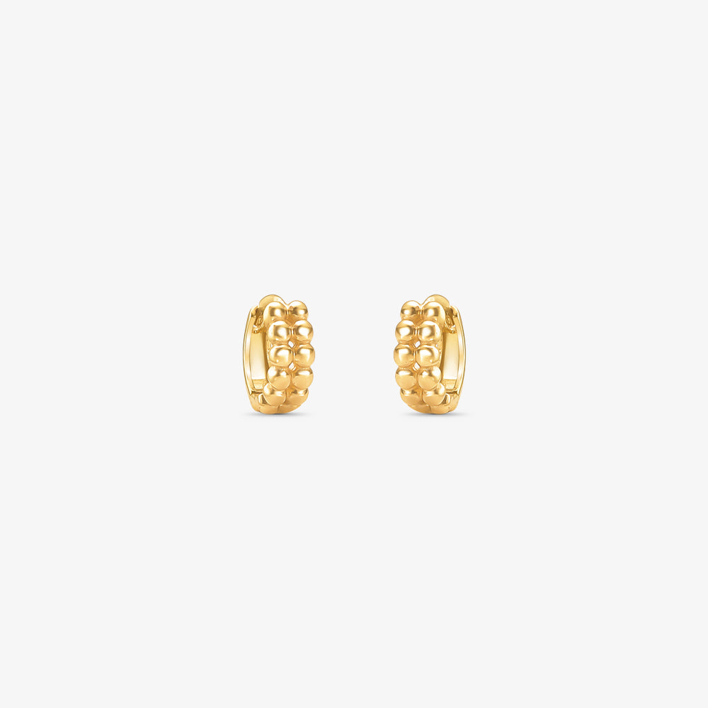 Brinco Argola PP com Bolinhas em Ouro Amarelo 18K