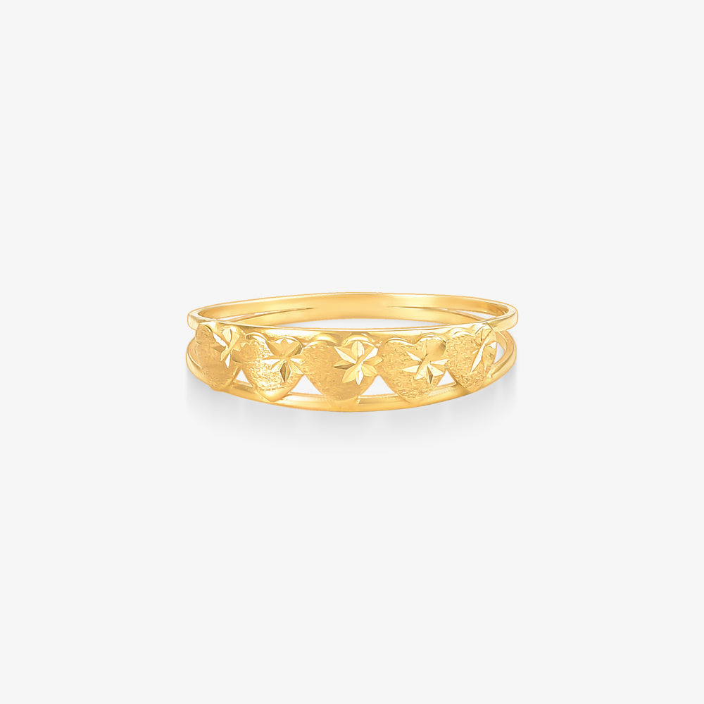 Anel Estamparia Corações em Ouro Amarelo 18K