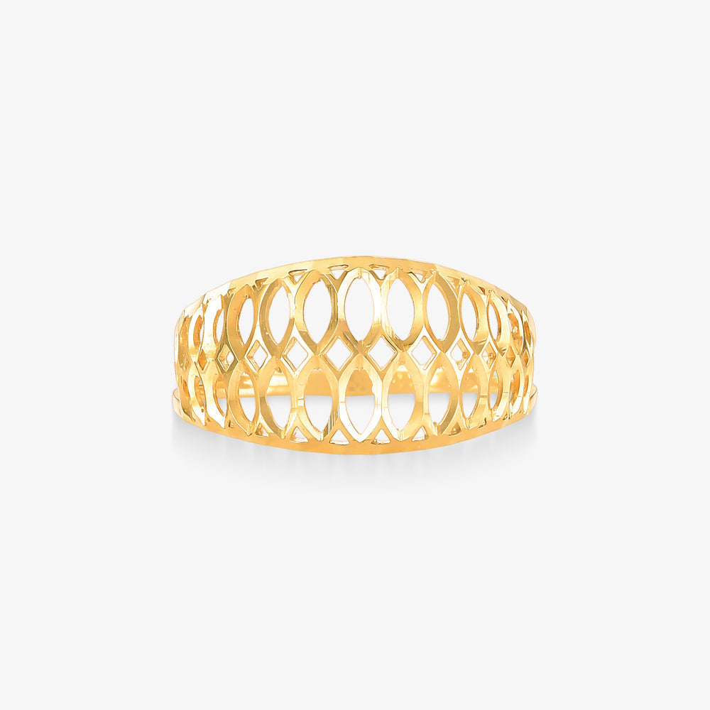 Anel Estamparia Vazado em Ouro Amarelo 18K