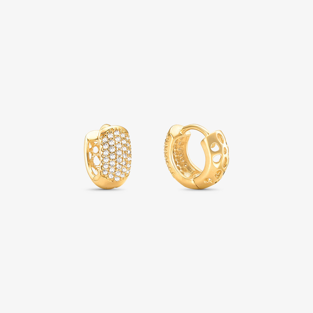 Brinco Argola P com Pedras em Ouro Amarelo 18K<