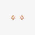 Brinco Flor Baby com Pedras Rosa em Ouro Amarelo 18K