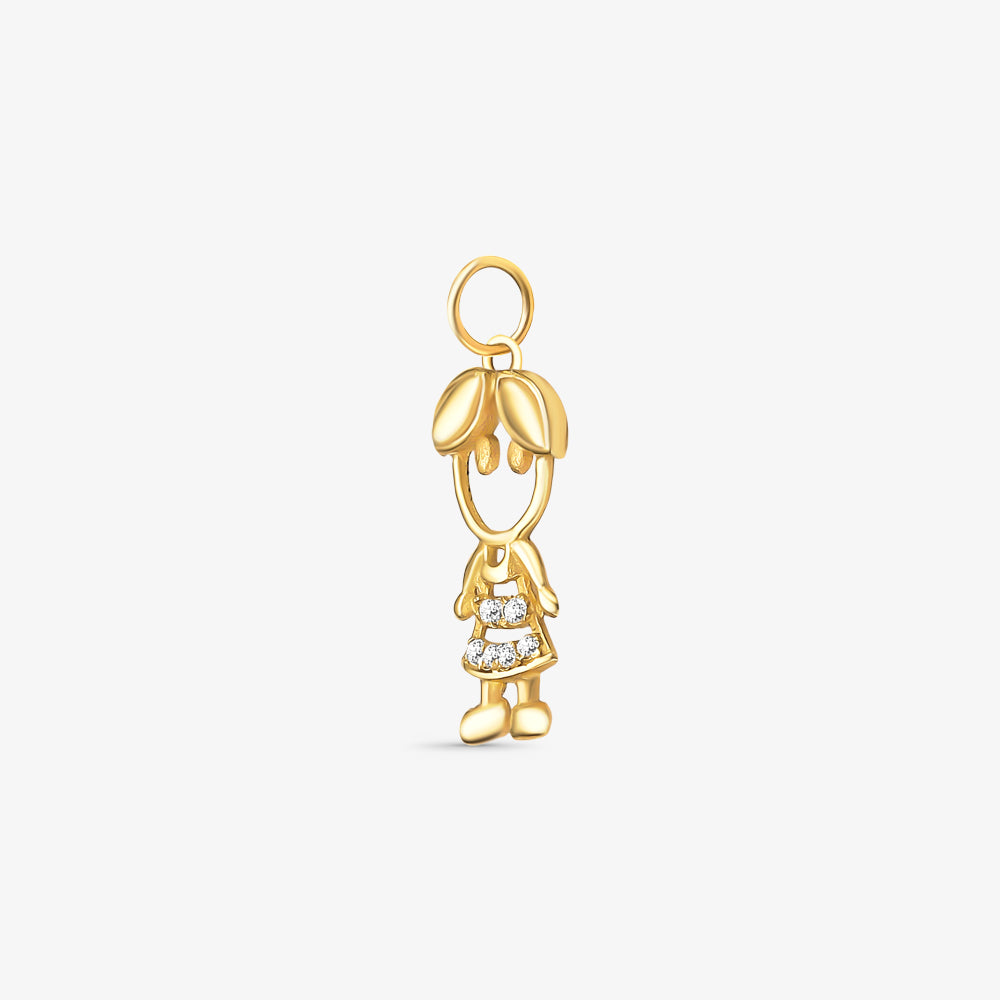 Pingente Menino Franja com Pedra em Ouro Amarelo 18K