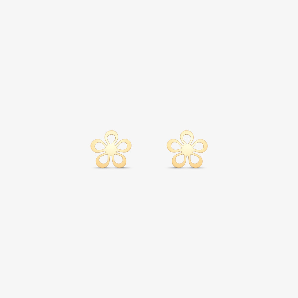 Brinco Flor Vazada em Ouro Amarelo 18K