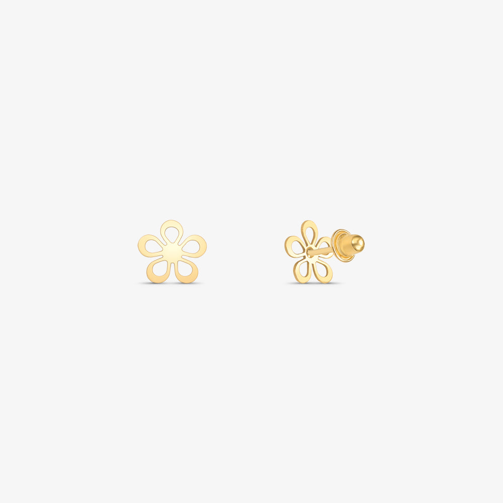 Brinco Flor Vazada em Ouro Amarelo 18K