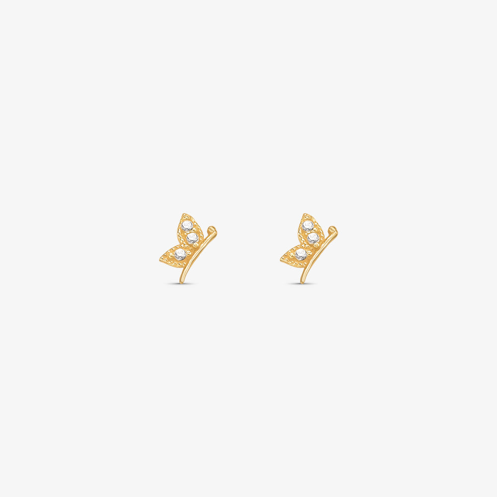 Brinco Baby Meia Borboleta com Pedras em Ouro Amarelo 18K