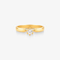 Anel Solitário Estrela com Diamante em Ouro Amarelo 18K
