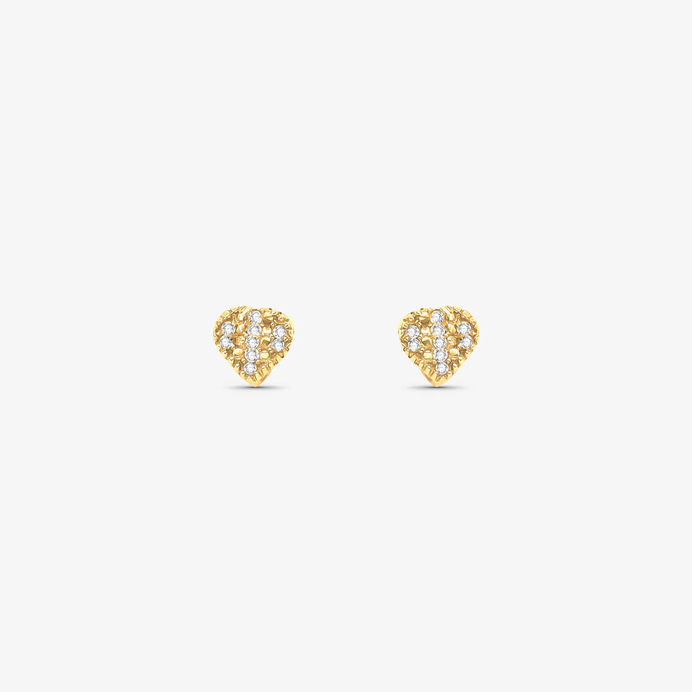 Brinco Coração com Pedras em Ouro Amarelo 18K