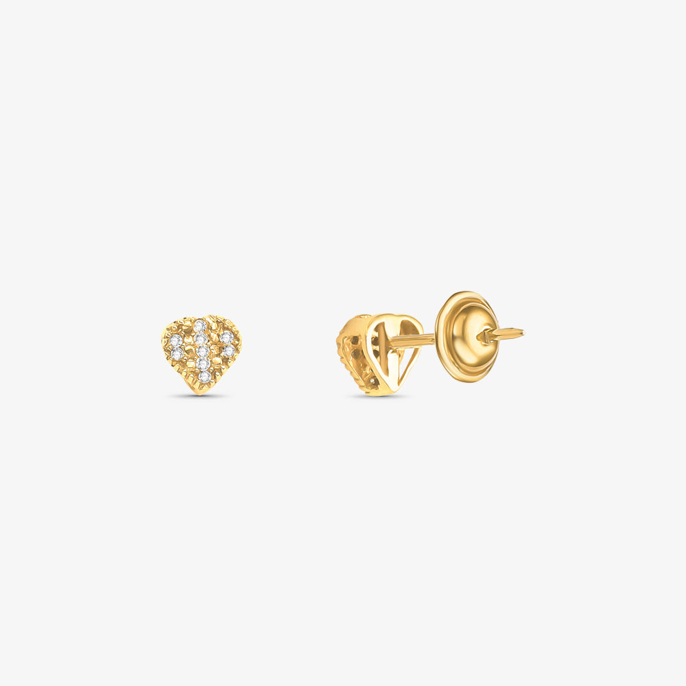 Brinco Coração com Pedras em Ouro Amarelo 18K