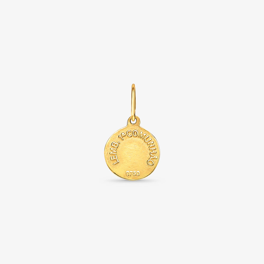 Pingente Medalha Primeira Comunhão em Ouro Amarelo 18K