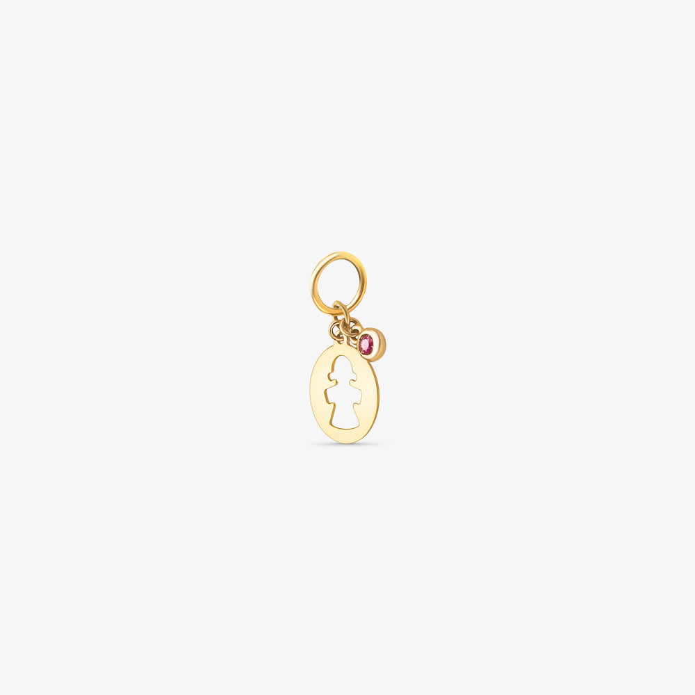 Pingente Menina com Pedras em Ouro Amarelo 18K