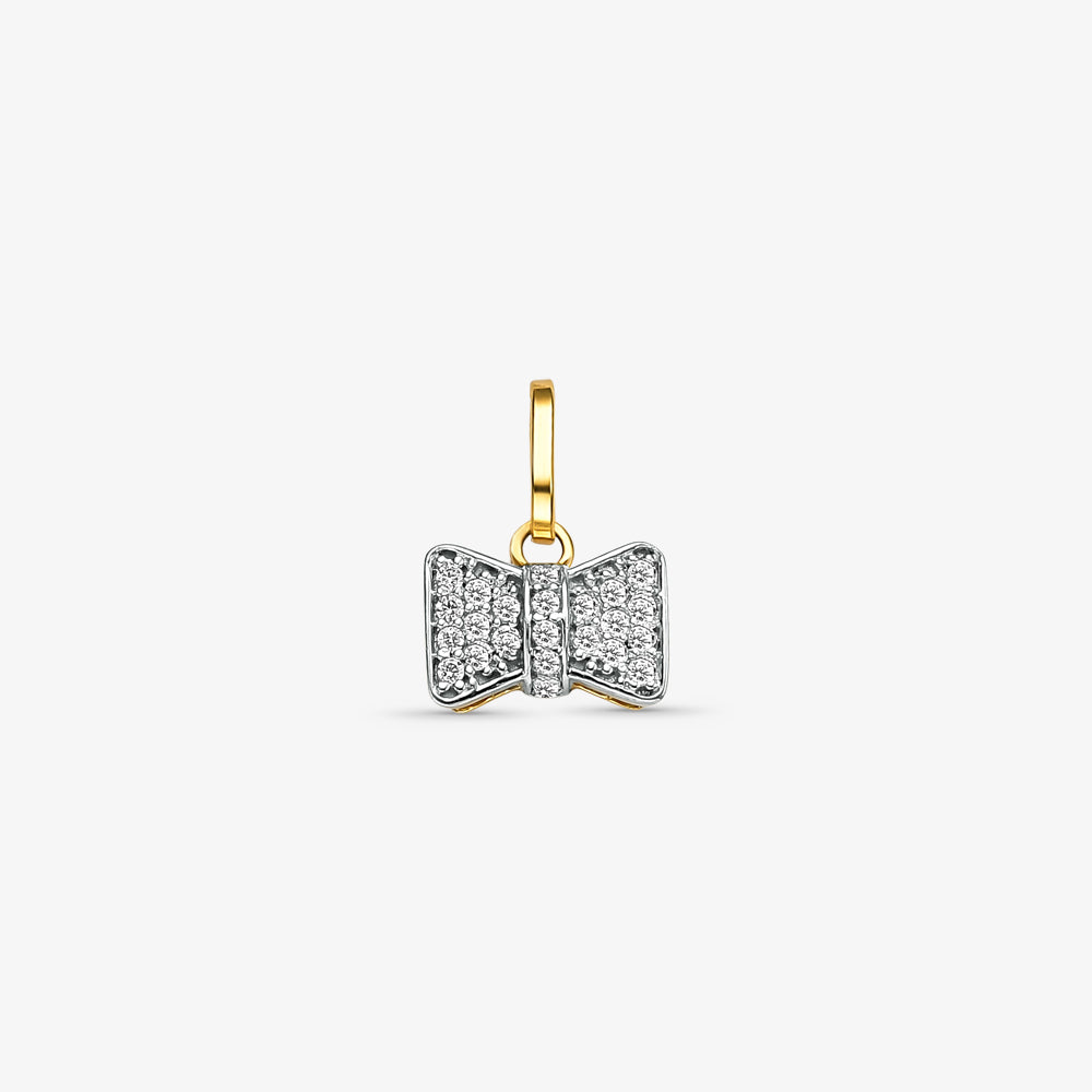 Pingente Lacinho com Pedras em Ouro Amarelo 18K