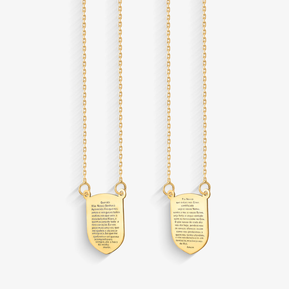 Escapulário N.Sra Aparecida Escudo P com 65cm Ouro Amarelo 18K