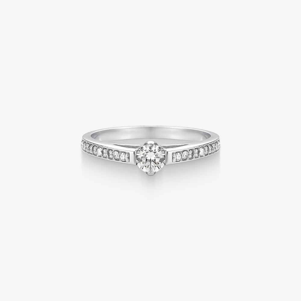 Anel Solitário Real com Diamante em Ouro Branco 18K