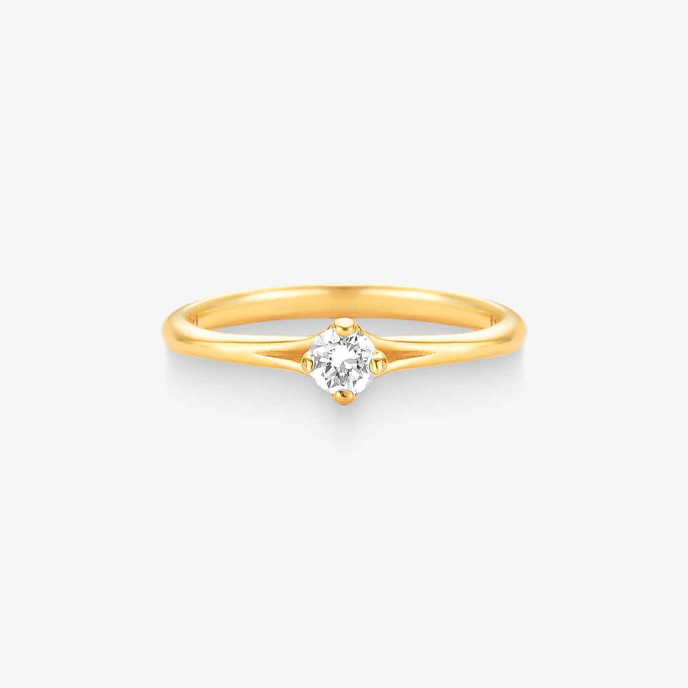 Anel Solitário Valkyrie com Diamante em Ouro Amarelo 18K