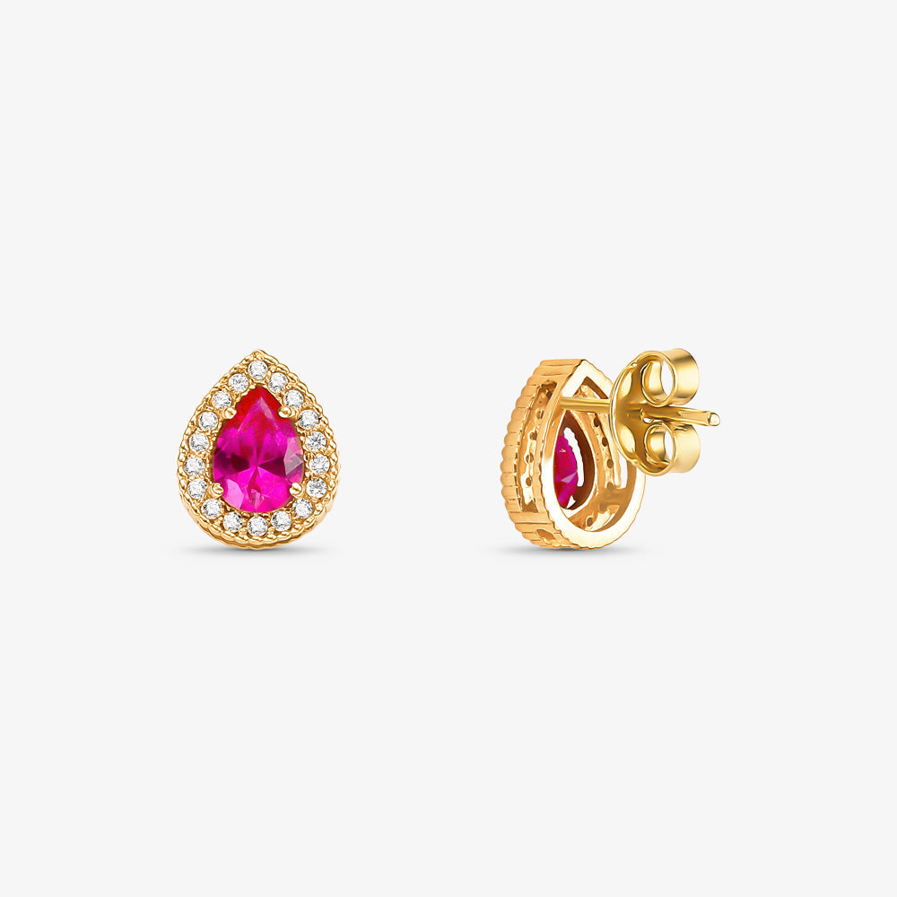 Brinco com Pedras Gota Coloridas em Ouro Amarelo 18K
