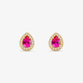 Brinco com Pedras Gota Coloridas em Ouro Amarelo 18K