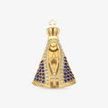 Pingente N.Sra Aparecida com Pedras em Ouro Amarelo 18K