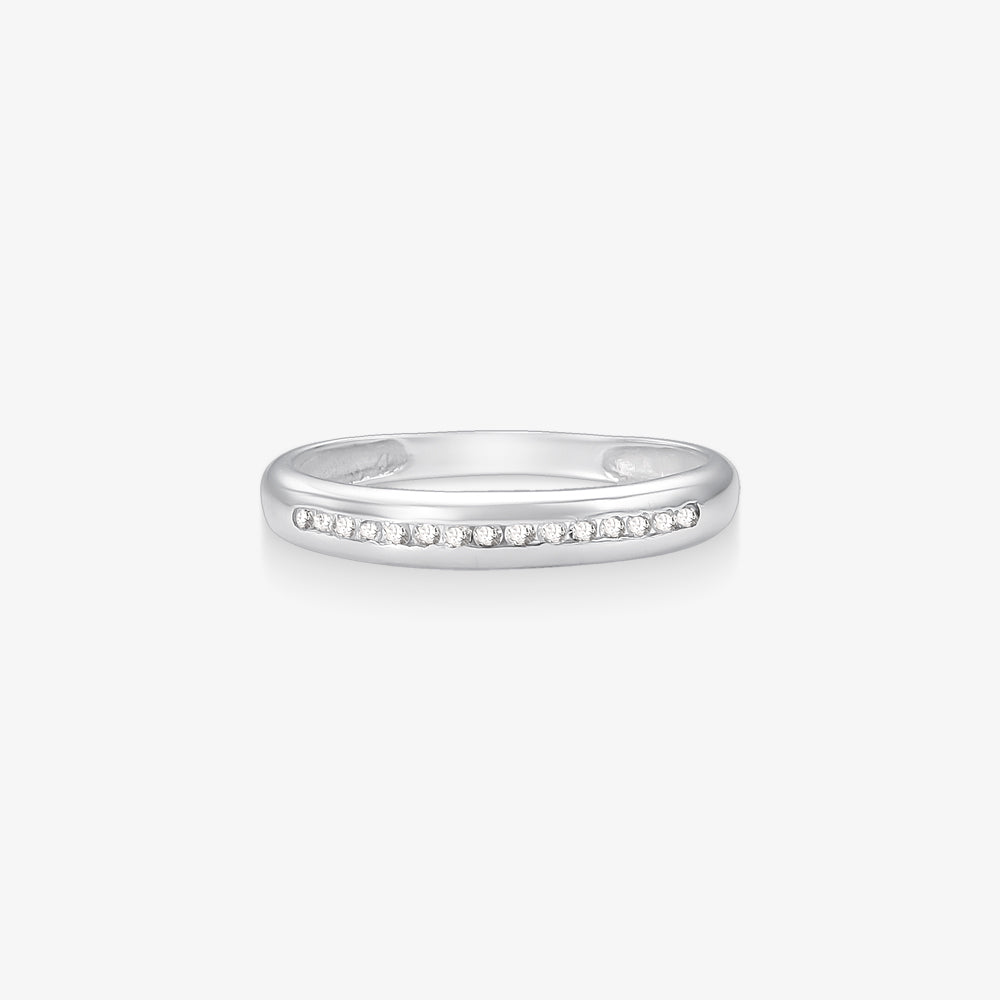 Anel Meia Aliança Brilho V com Diamantes em Ouro Amarelo 18K