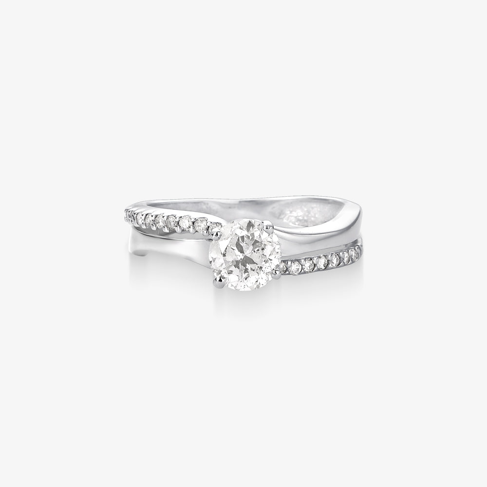 Anel Solitário Elora com Diamante em Ouro Branco 18K