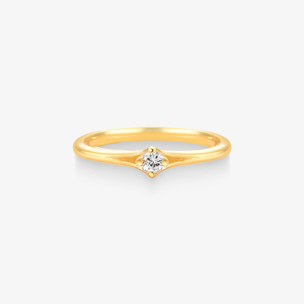 Anel Solitário Lumina com Diamante em Ouro Amarelo 18K