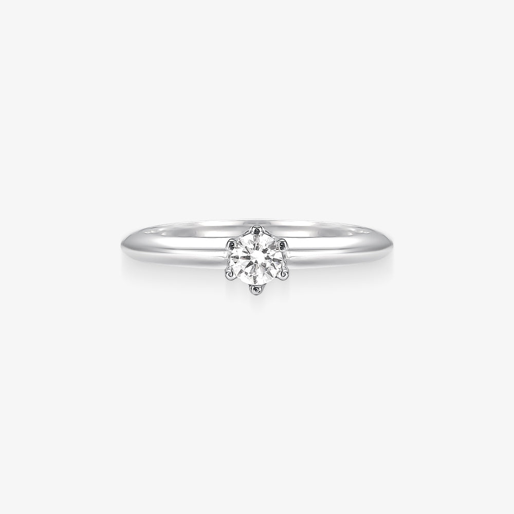 Anel Solitário Essencial em Ouro Branco 18K