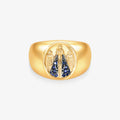 Anel N.Sra Aparecida com Safiras Naturais em Ouro Amarelo 18K