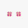 Brinco Trevo com Pedra Rosa Pink em Ouro Amarelo 18K