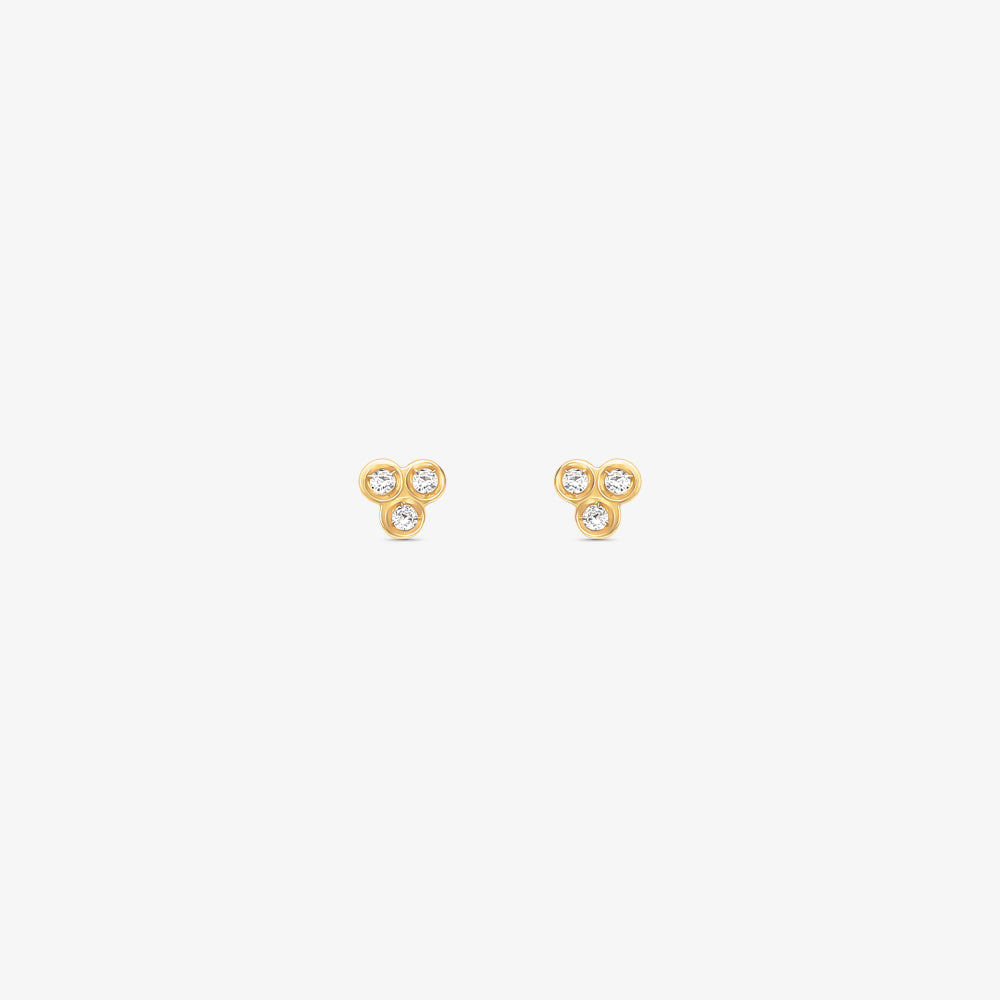 Brinco Baby Trio com Pedras em Ouro Amarelo 18K