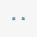 Brinco Baby com Pedras Quadrada Azul Claro em Ouro Amarelo 18K