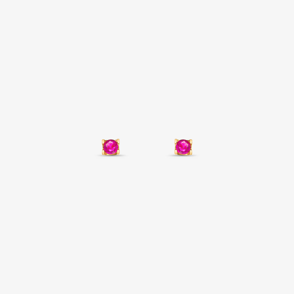 Brinco Baby com Pedras Rosa Pink em Ouro Amarelo 18K