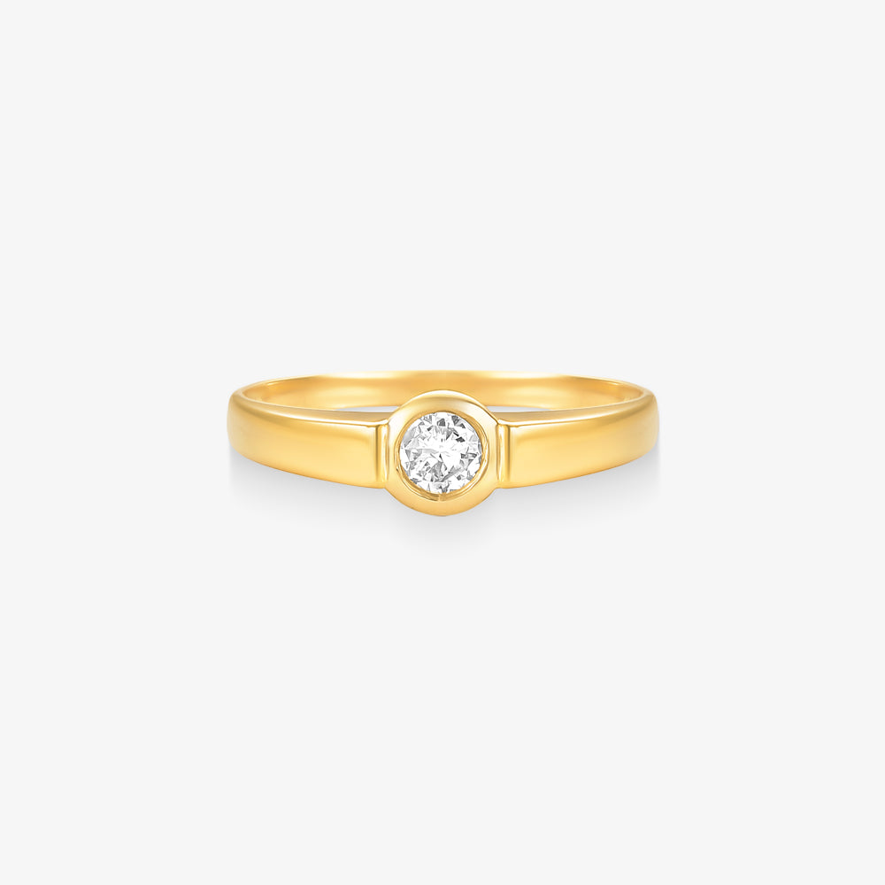 Anel Solitário Flamme com Diamante em Ouro Amarelo 18K