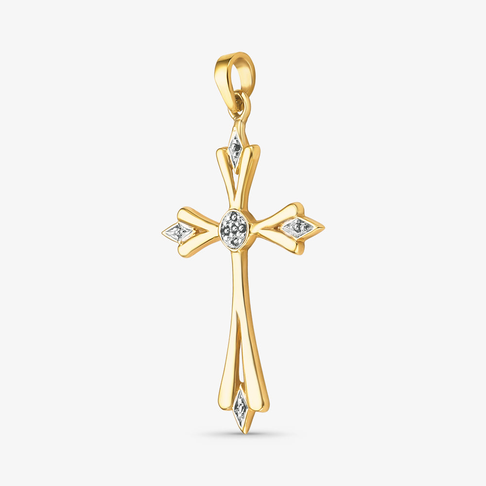 Pingente Cruz Bicolor em Ouro Amarelo 18K