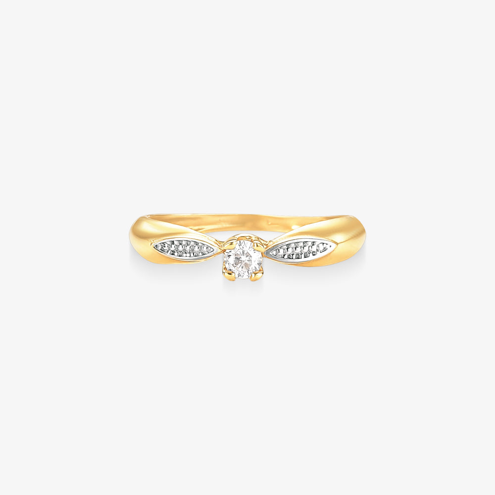 Anel Solitário Requinte Bicolor em Ouro 18K