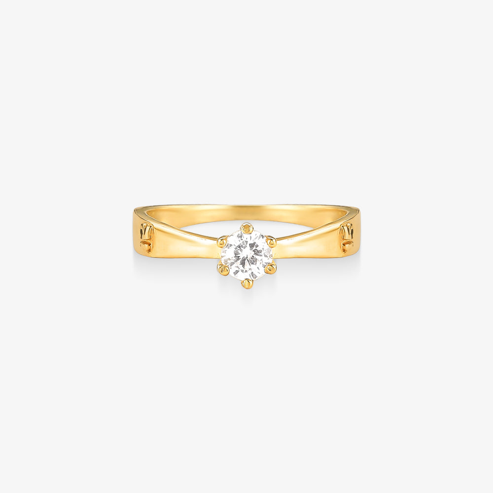 Anel Solitário Prisma em Ouro Amarelo 18K