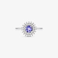 Anel Orlaith com Diamantes e Tanzanita Natural em Ouro Amarelo 18K