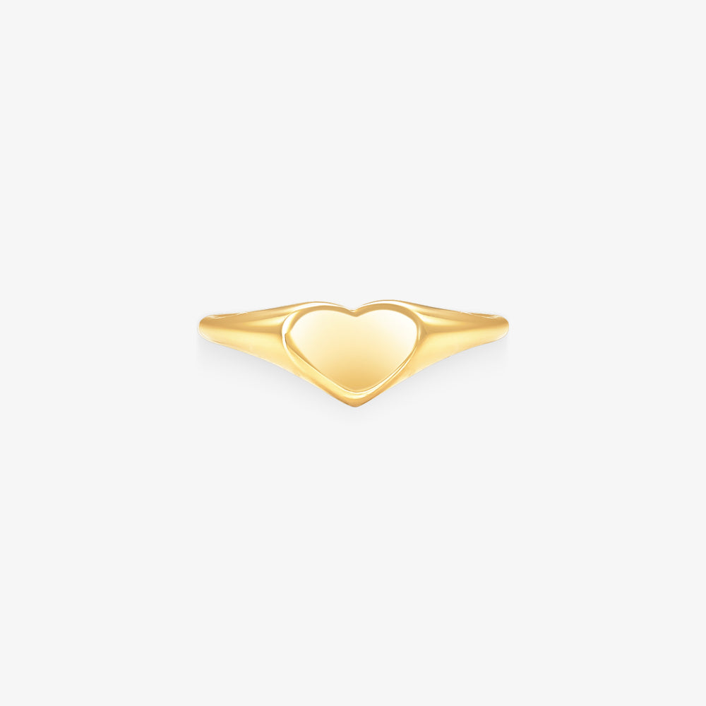 Anel Coração Liso em Ouro Amarelo 18K