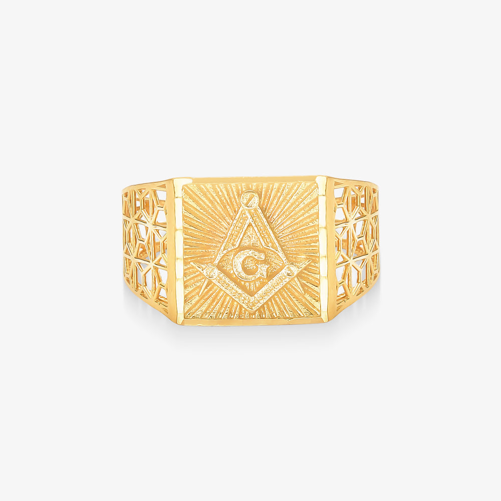 Anel Maçom Estamparia em Ouro Amarelo 18K
