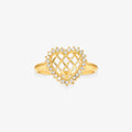 Anel Coracao Estamparia em Ouro Amarelo 18K