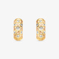 Brinco Meia Argola M Estamparia Tricolor em Ouro 18K
